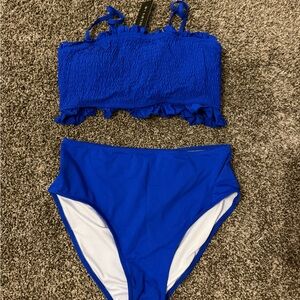 Blue Ruffled Bikini Set